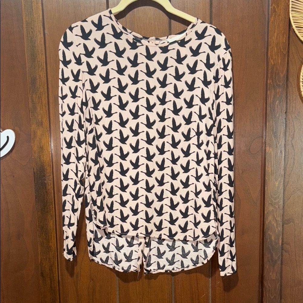 H&M Black and Pink animal print Long Sleeve Blouse